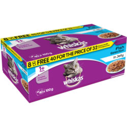 Whiskas 1+ Fish Selection In Jelly Cat Food Pouches